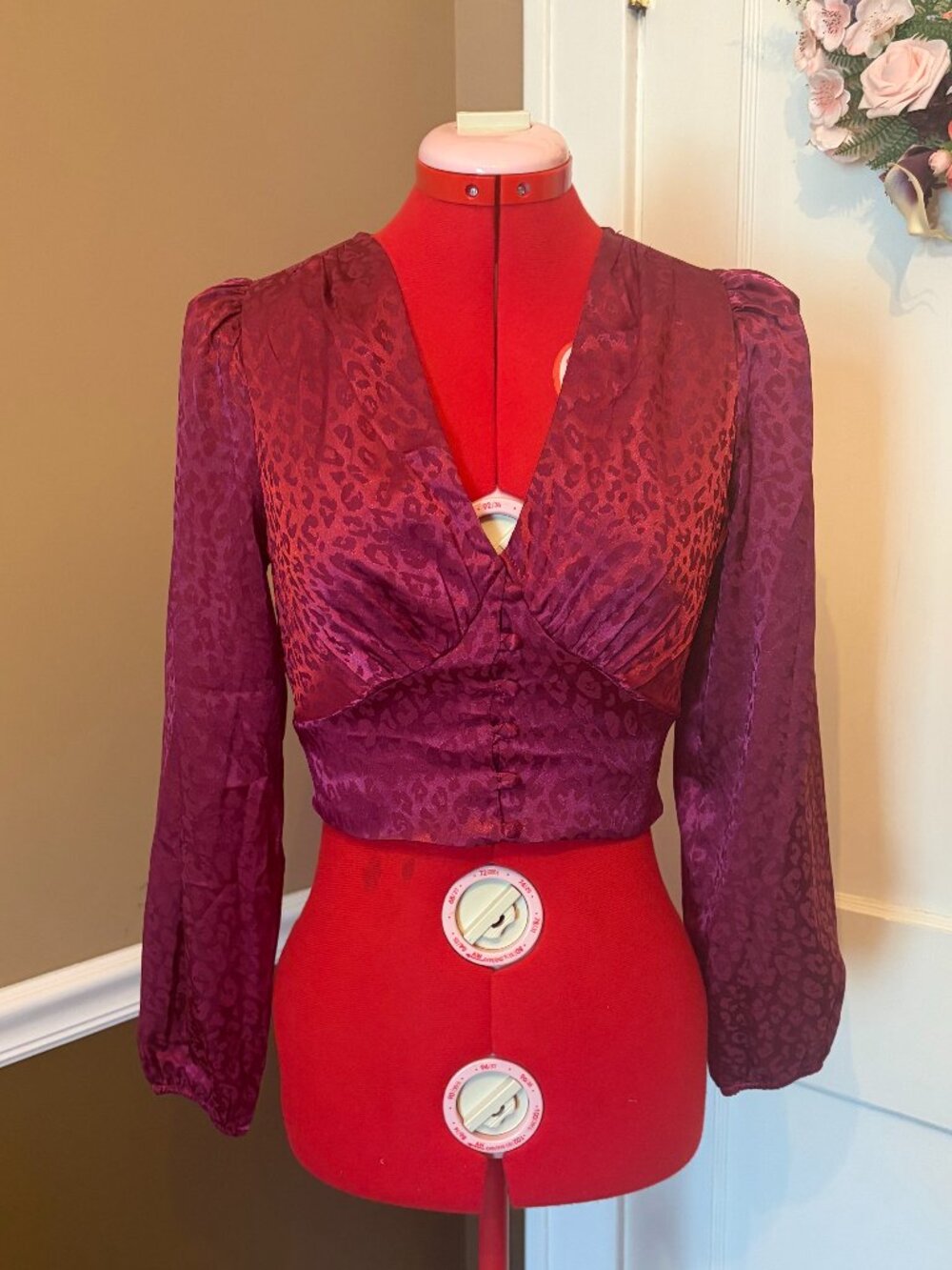 milk & honey cheetah print blouse in magenta